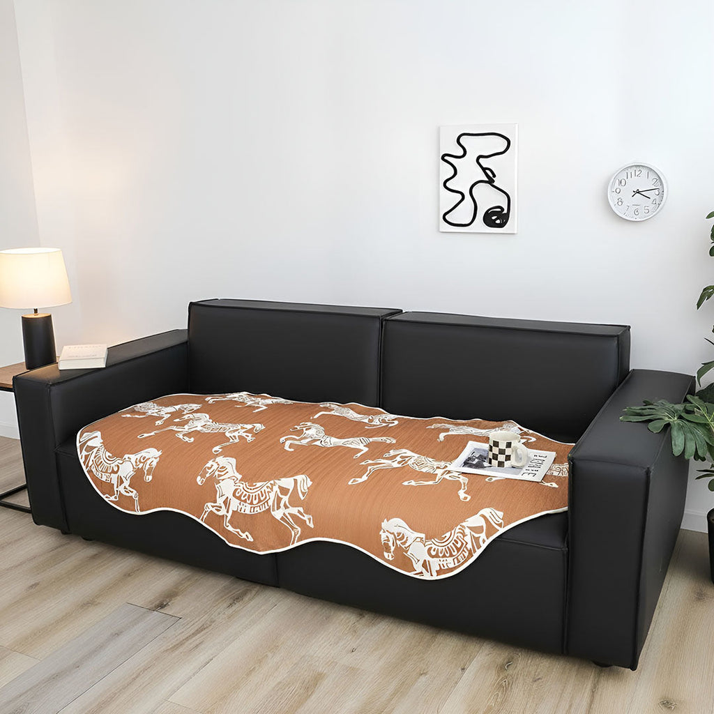 SOGA One-Seater Orange Horse Print 90x90cm Throw Blanket Sofa Cover