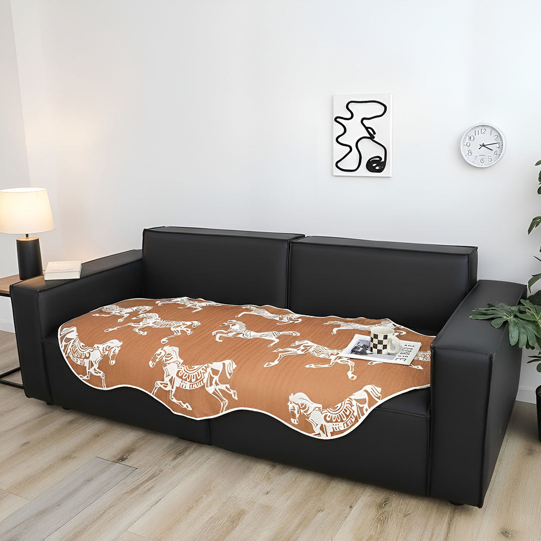 SOGA One-Seater Orange Horse Print 90x90cm Throw Blanket Sofa Cover