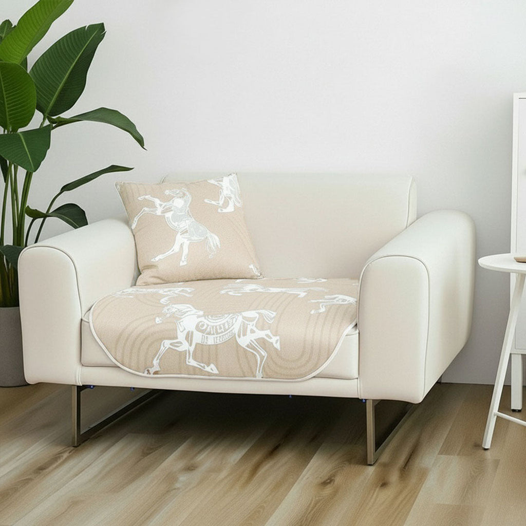 SOGA One-Seater Beige Horse Print 90x90cm Throw Blanket Sofa Cover