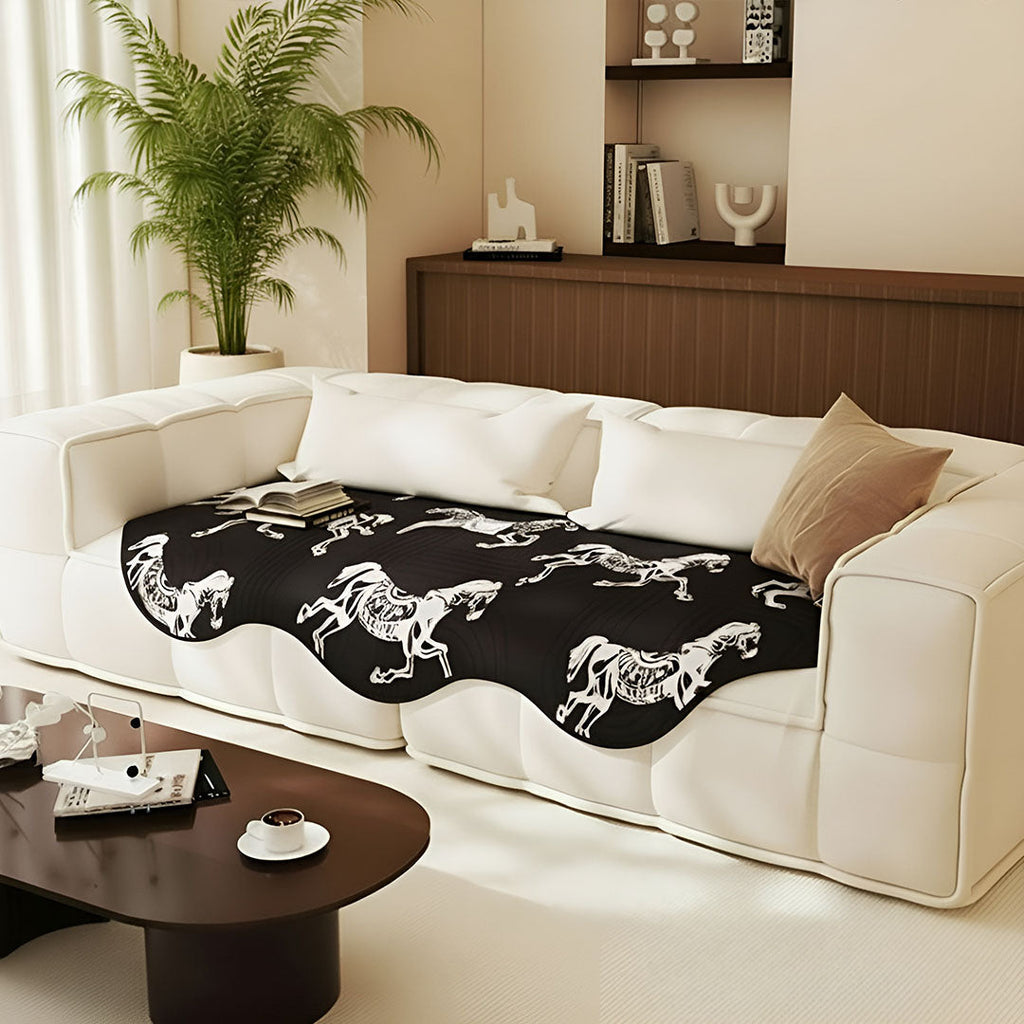 SOGA Three-Seater Black Horse Print 90x210cm Throw Blanket Sofa Cover