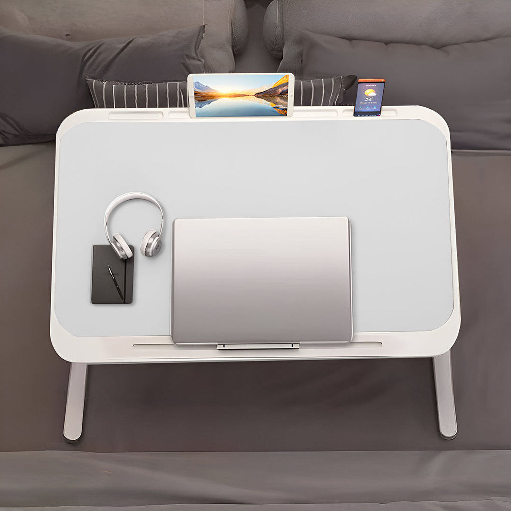 NNEAGS 70X45cm White Small Laptop Bed Portable Foldable Study Table Adjustable