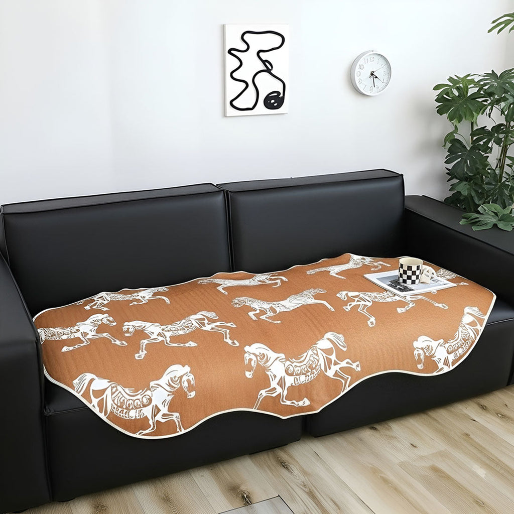SOGA One-Seater Orange Horse Print 90x90cm Throw Blanket Sofa Cover