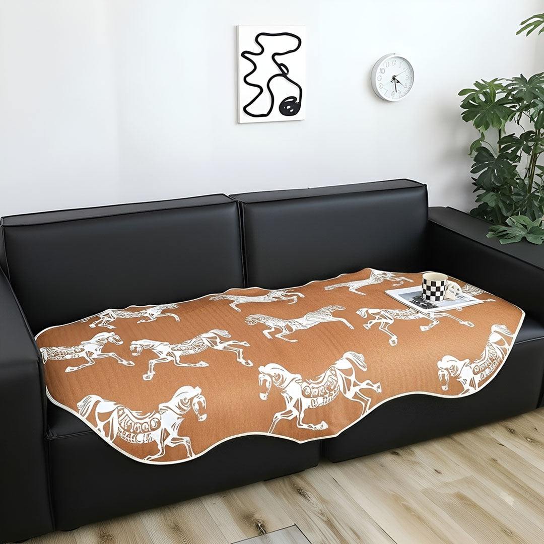SOGA One-Seater Orange Horse Print 90x90cm Throw Blanket Sofa Cover
