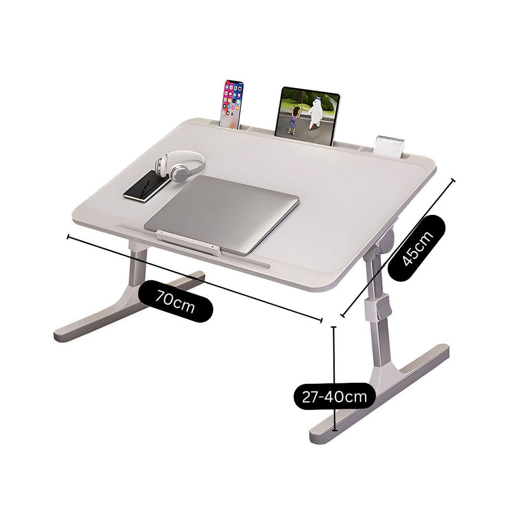 NNEAGS 70X45cm White Small Laptop Bed Portable Foldable Study Table Adjustable