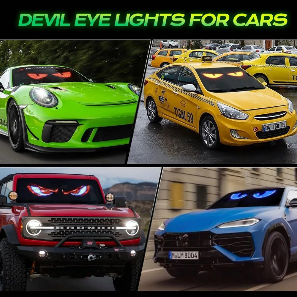 Devil Eyes LED Light for Cars Flexible Scrolling LED Display App Control Dynamic DIY Pattern Text Eye Lights for Car Windshield