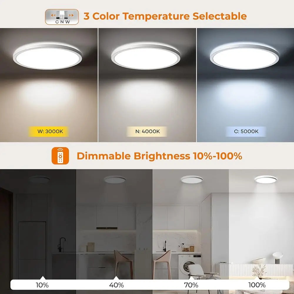 Motion Sensor LED Ceiling Light with Remote, 12 Inch Wired, 3000K-5000K, 2400LM Dimmable, Indoor/Closet/Hallway/Laundry/Stairs,