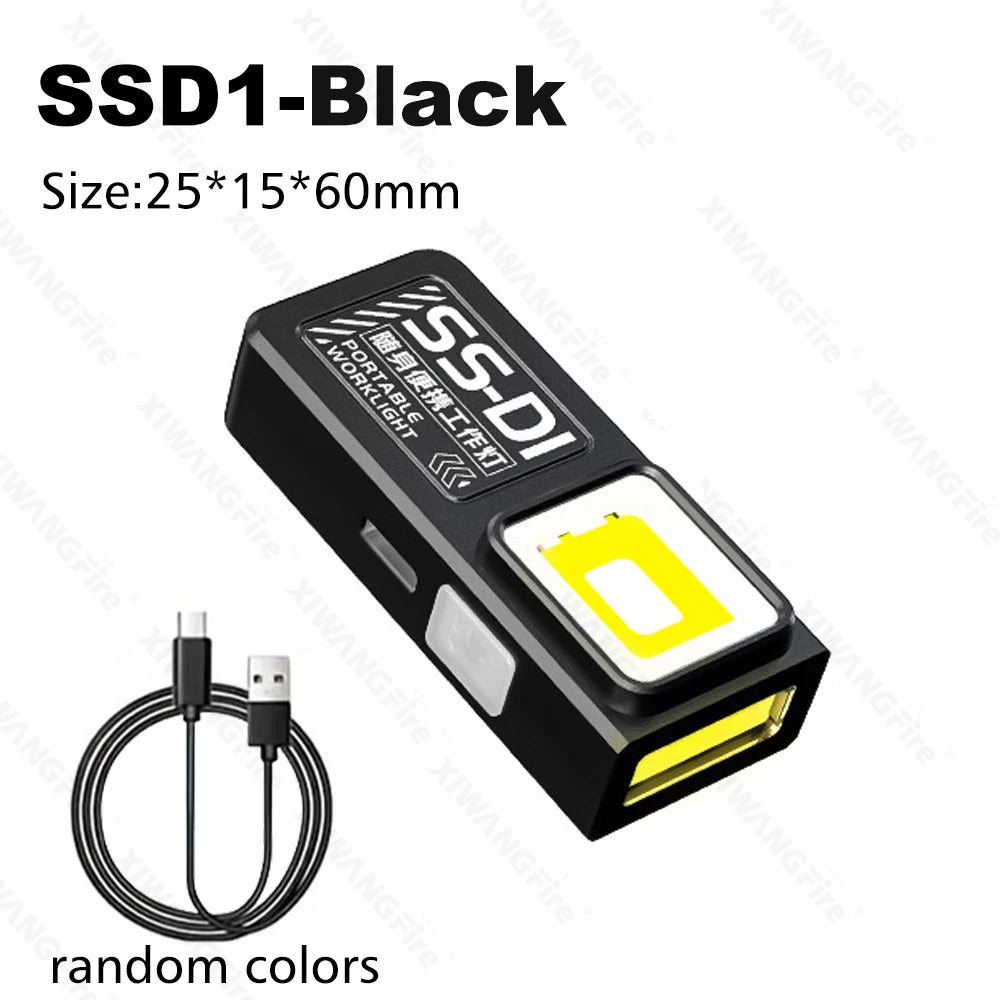 Multifunctional Keychain Flashlight USB Rechargeable Mini Flashlight With COB Work Light Keyring Camping Walking Pocket Lamp
