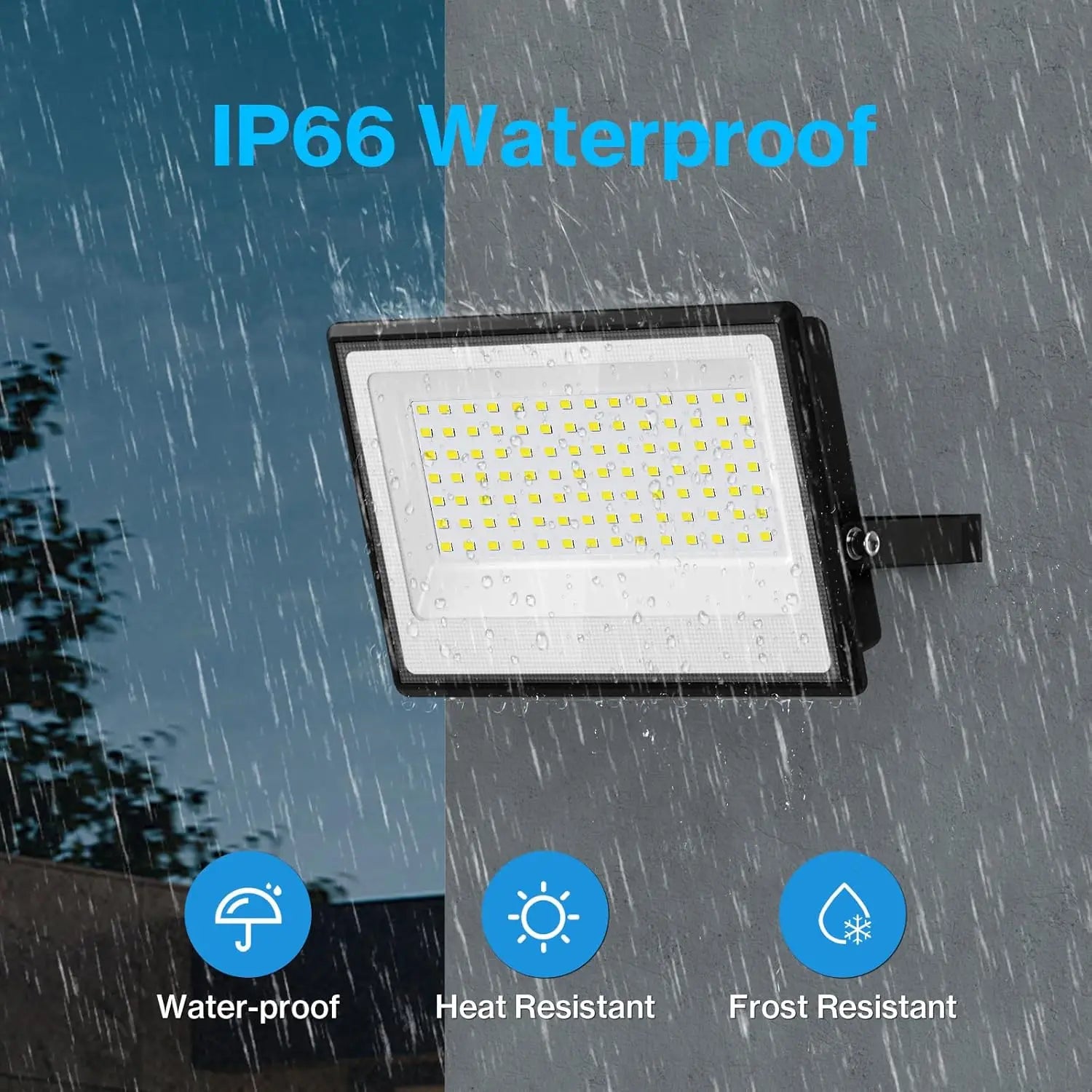 130W LED Flood Light, 13000lm Outdoor Work Light with Plug, IP66 Waterproof Security Lights for Yard Stadium Lawn