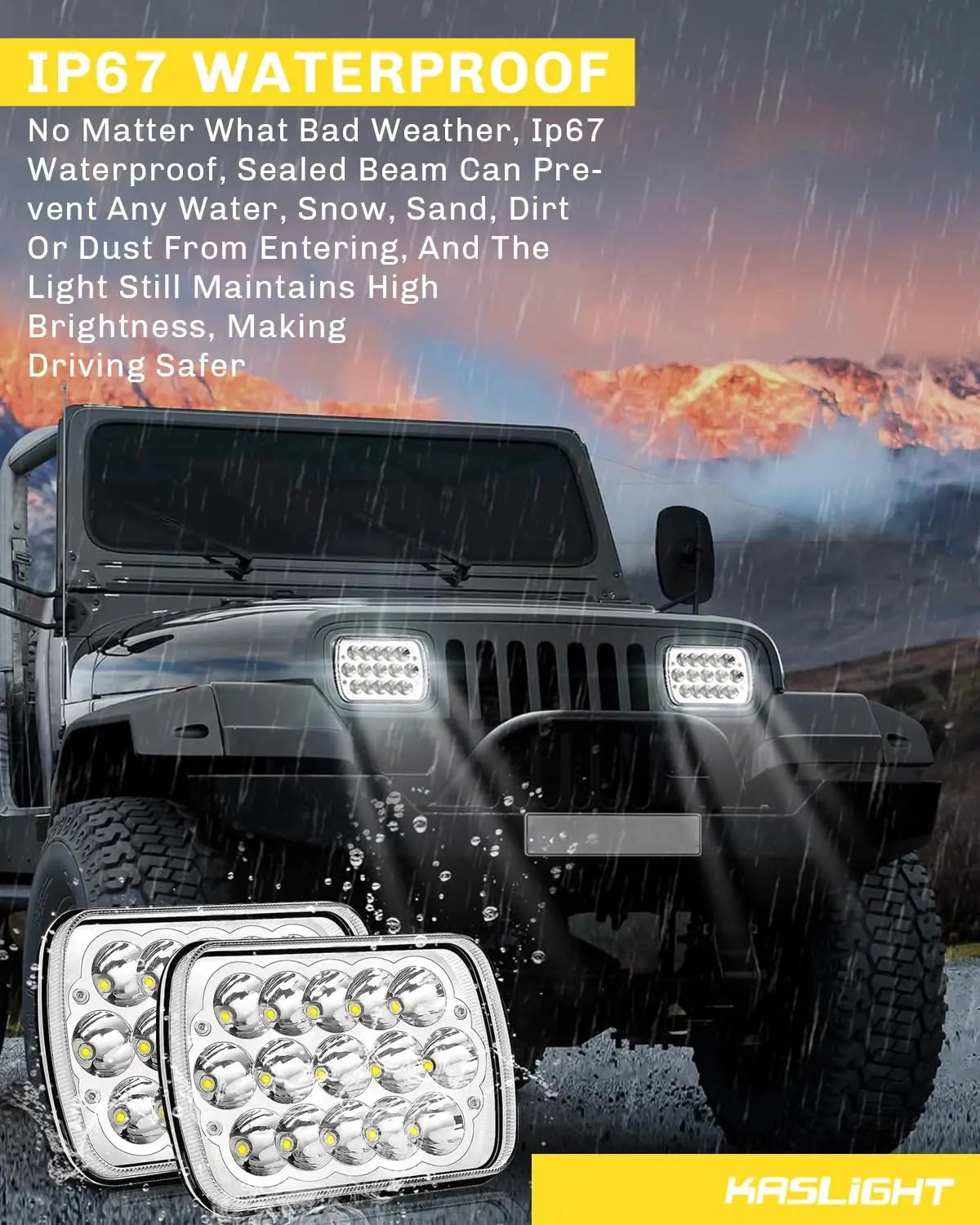 5x7 7x6 LED Headlights Hi/Low Beam Replacement for Jeep Wrangler Chevy Ford GMC Toyota Trucks Vans