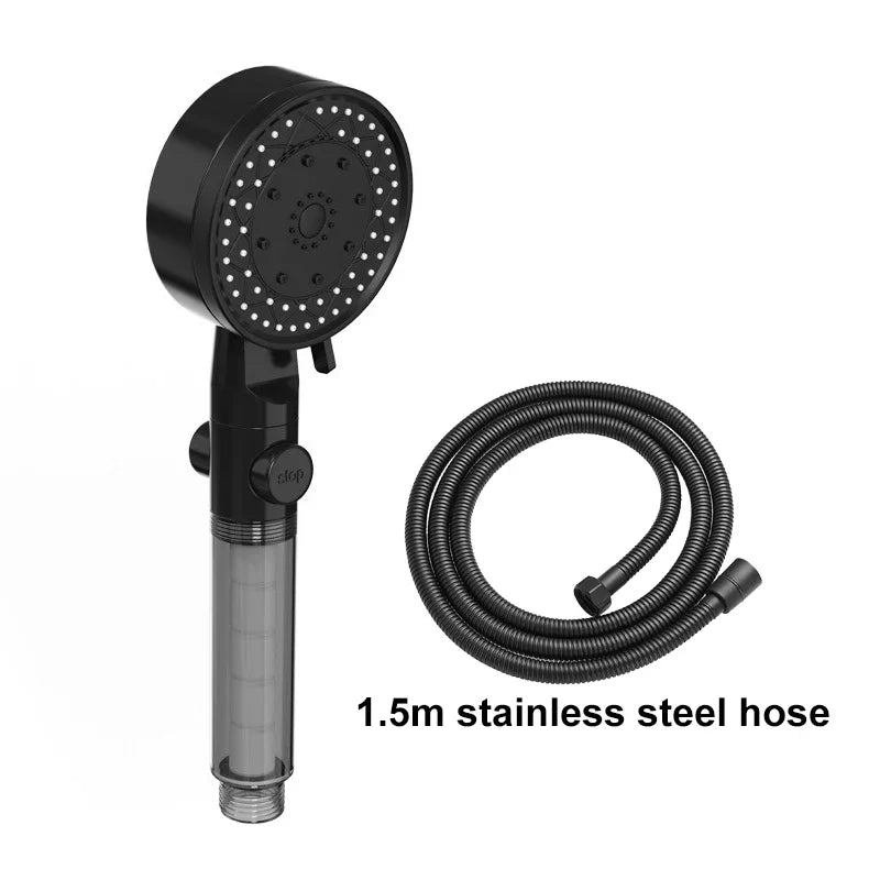 10 Spray High-Pressure Water Saving Filtered Shower Head Handheld Showerhead Fall Resistance Black White Bathroom Shower Nozzle