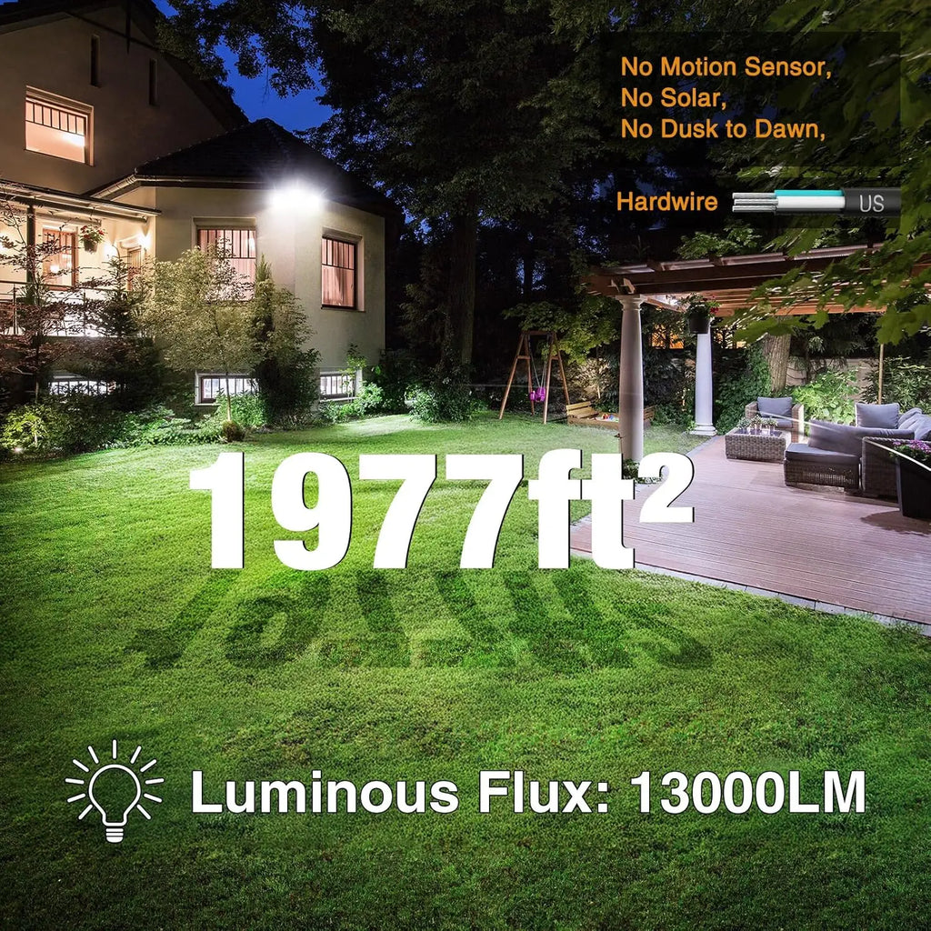 130W LED Flood Light, 13000LM Outdoor Security Lighting with IP65 Waterproof, Adjustable Heads for Garage and Yard