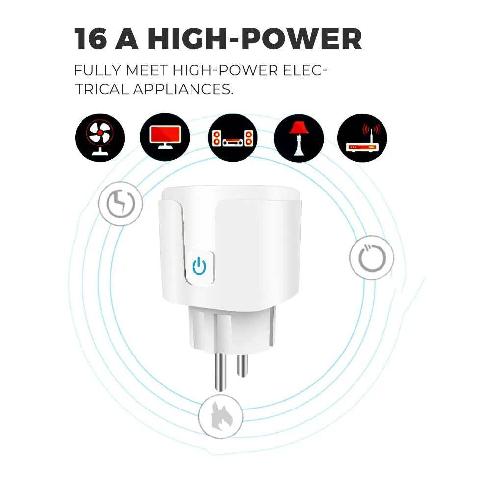 Smart Plug WiFi Socket EU 16A/20A With Power Monitor Timing Function Tuya Smart Life APP Control Works With Alexa Google Home