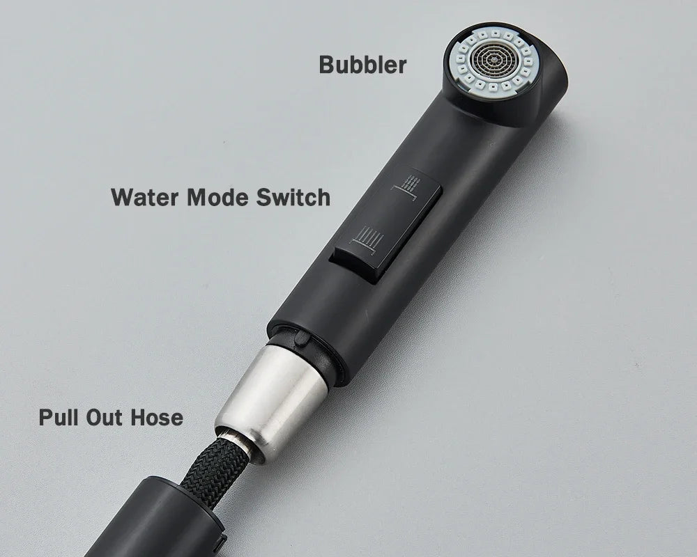 Black Pull Out Kitchen Sink Faucet Two Model Stream Sprayer Nozzle Stainless Steel Hot Cold Wate Mixer Tap Deck