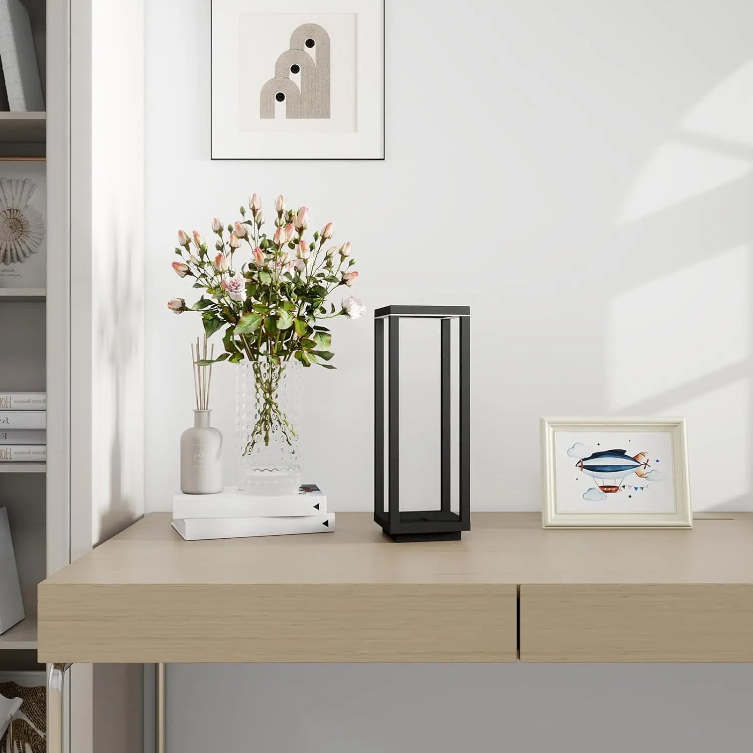 Rechargeable Cordless Table Lamp, IP55 Waterproof, 60h Runtime, 3 Color Stepless Dimming for Indoor/Outdoor Use