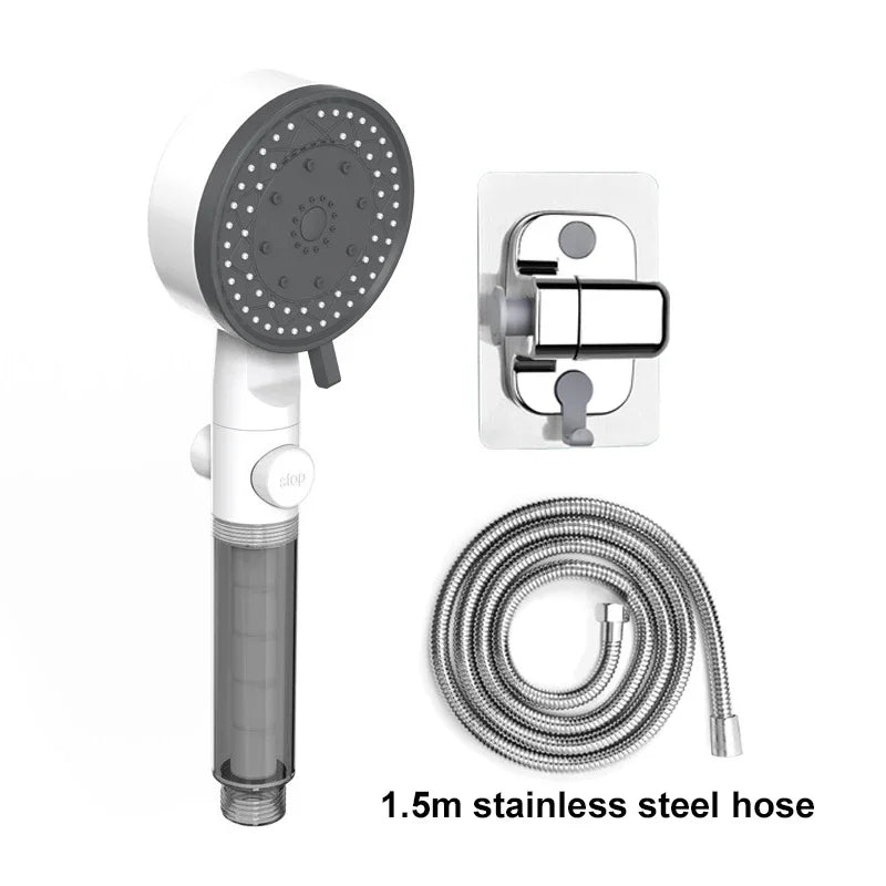 10 Spray High-Pressure Water Saving Filtered Shower Head Handheld Showerhead Fall Resistance Black White Bathroom Shower Nozzle