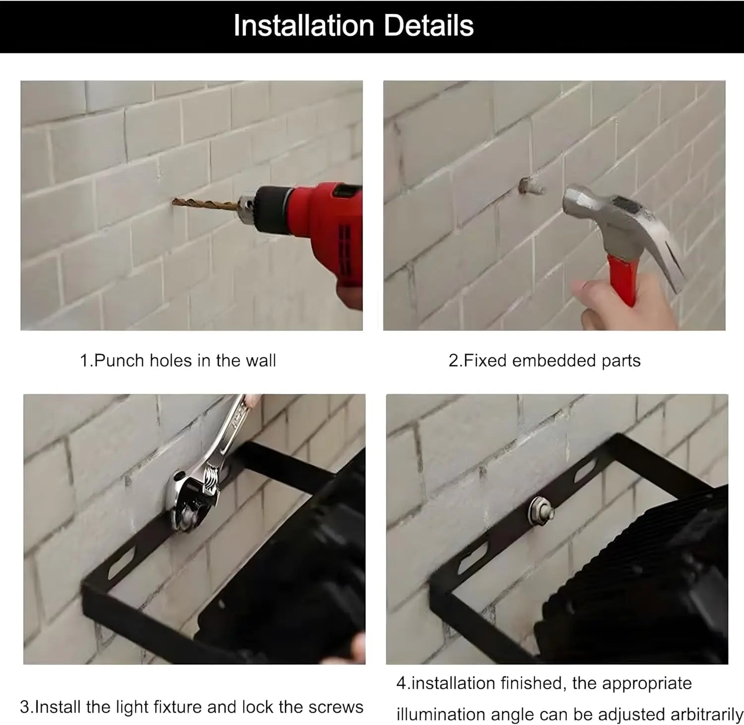 100W LED Flood Light, 11000lm Super Bright, IP66 Waterproof Outdoor Security Light with US Plug for Yard Playground