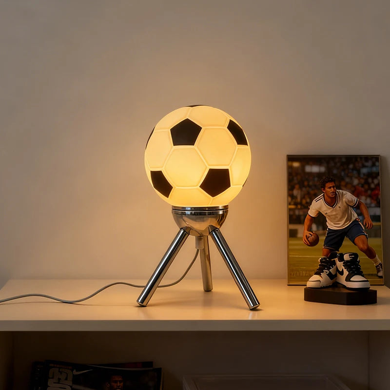 Mid-Century Ins Cream Style Football Glass Ball Table Lamp Bauhaus Modern Minimalist Kids Room Bedroom French Bedside Living
