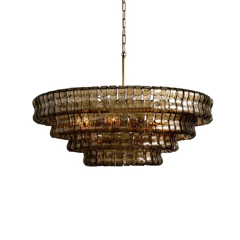 Gray Glass Ceiling Chandeliers 2026 Classic Round Hanging Lamps for Ceiling Home Decoration Lighting Gold Lustres Lamparas