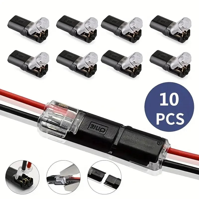 10/20/30/40/50Pcs Pluggable LED Wire Connectors, 2 Pin 2 Way Universal Compact Wire Terminals, No Wire-Stripping Required