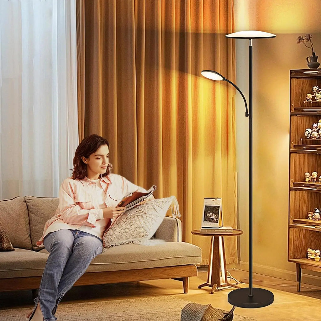 2025 Upgraded 42W 4500LM LED Floor Lamp with Rotatable Reading Light, Touch Remote Control & Memory Function