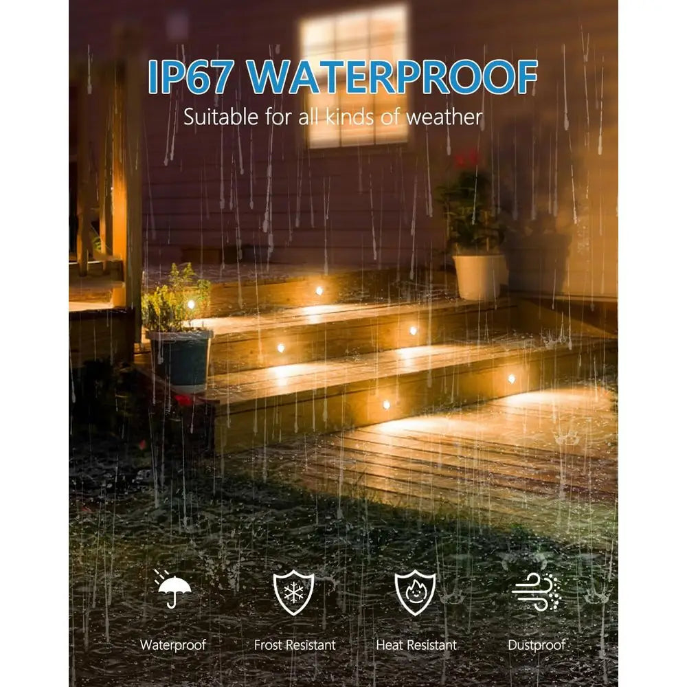 Reced LED Deck Light Kits(16Pack), 12V Low age Landse Lighting IP67 Waterproo Outdoor Step Stair Lights Warm White Deck Lighting