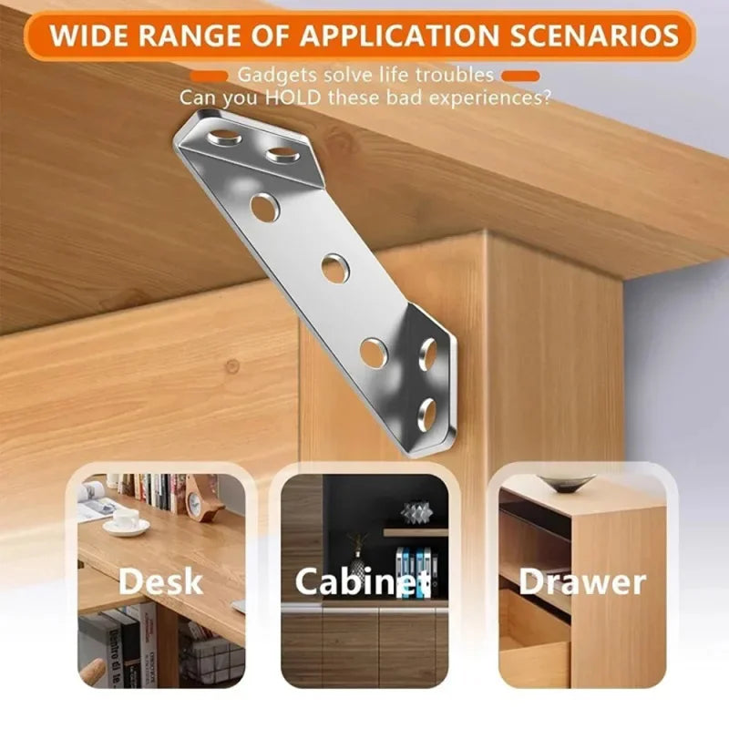 10/20/40/50pcs Thickened 90 Degrees Right Angle Stainless Steel Fixed Bracket Furniture Connectors - Home Improvement