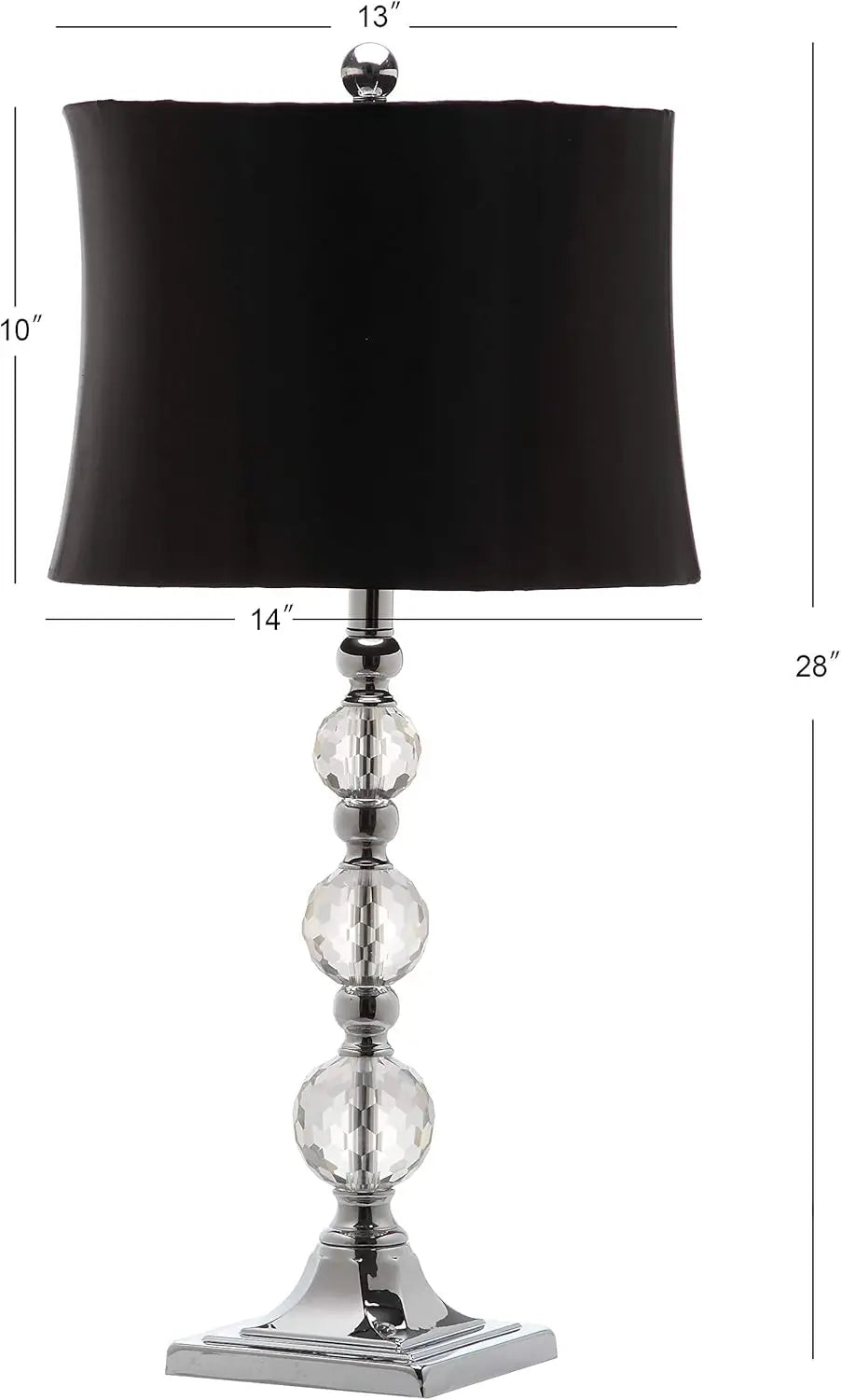Modern Crystal Ball Table Lamp Set of 2 with Black Shade, LED Bulbs Included for Bedroom Living Room