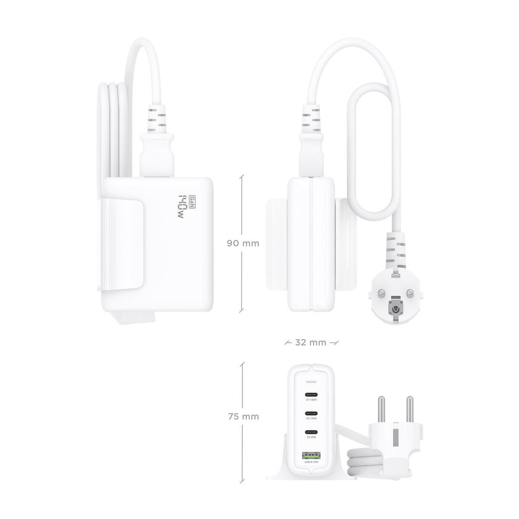 Wall Charger Aisens GAN White 140 W