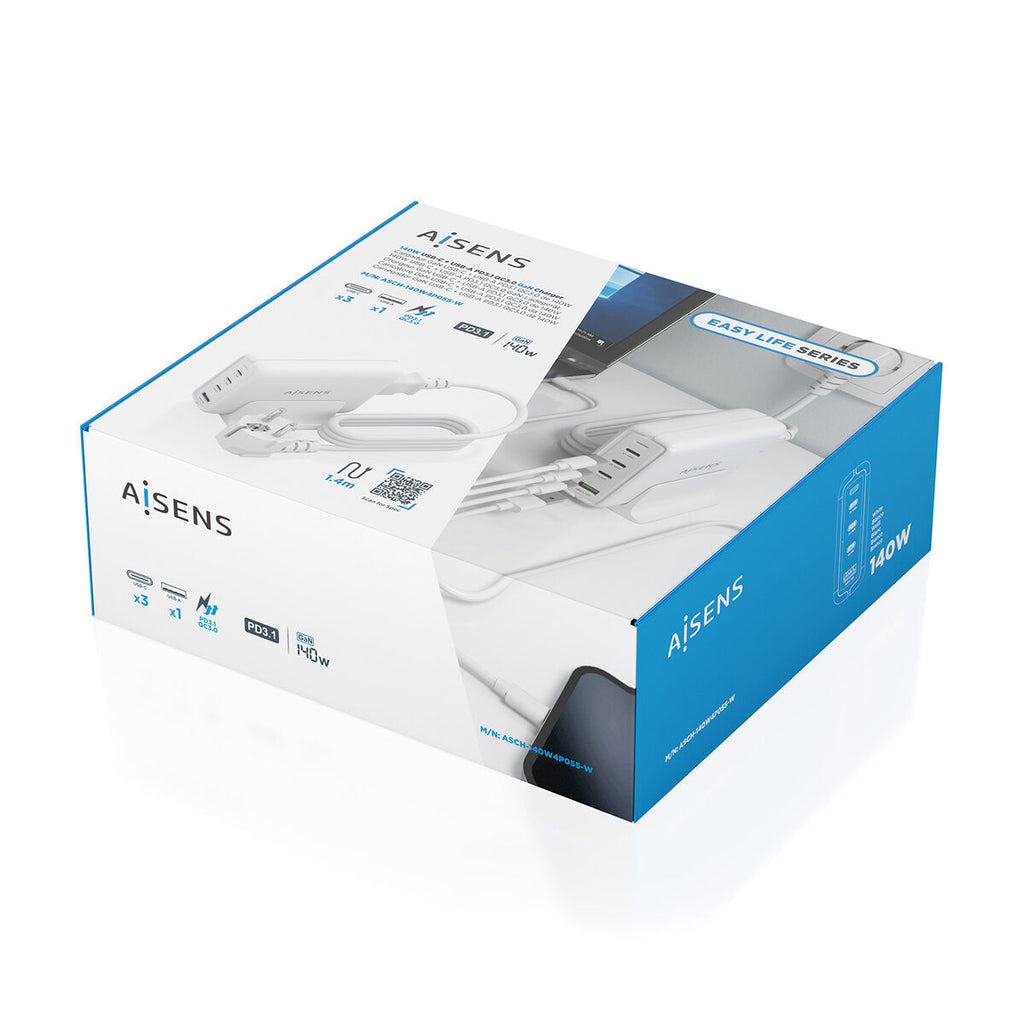 Wall Charger Aisens GAN White 140 W