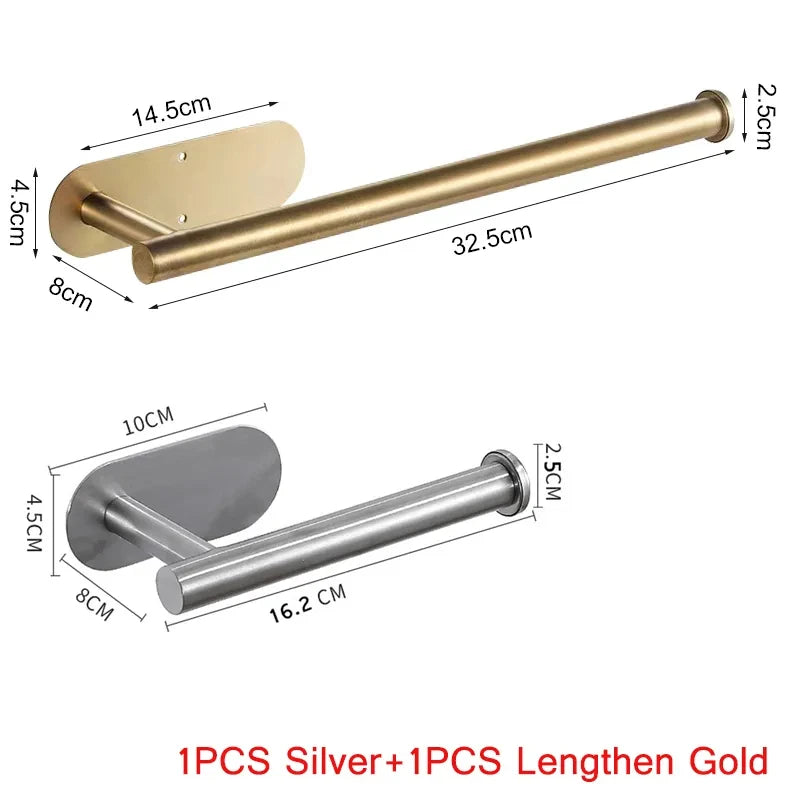 Wall Mounted Self Adhesive Paper Towel Holder Toilet Roll Rack Napkin Dispenser Kitchen Bathroom Accessories
