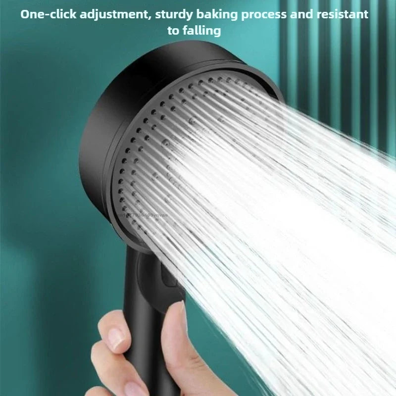 Black 5 Modes Shower Head Adjustable High Pressure Water Saving Shower Head Water Massage Shower Head Bathroom Accessories