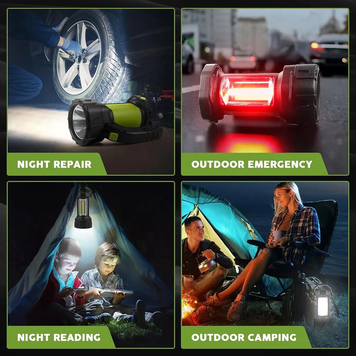 Rechargeable Camping Lantern 2-Pack, 800LM LED Flashlight with 3600mAh Battery, Portable Emergency Light for Outdoor Hiking