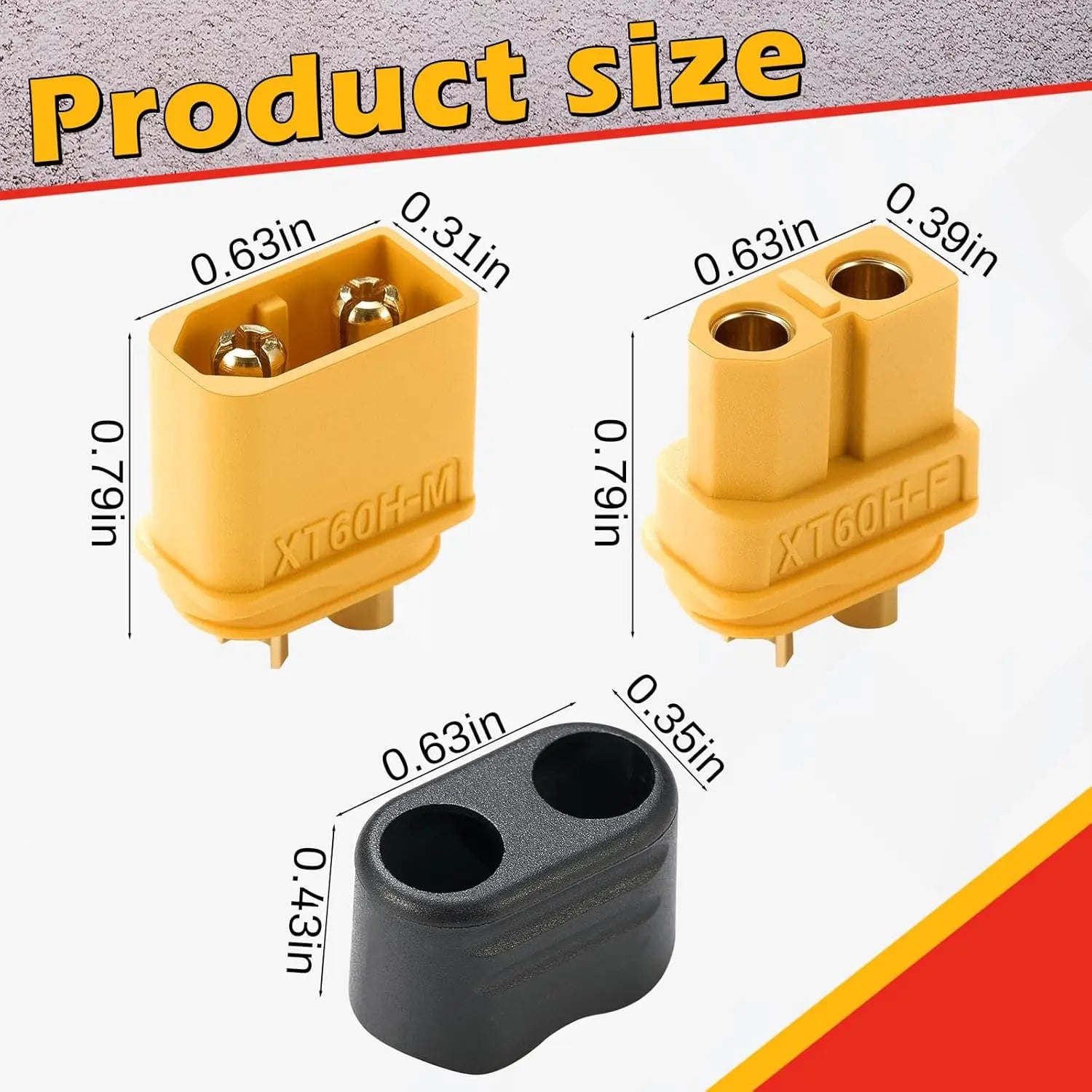 10 Pair XT60H (XT60 Upgrade) Connectors, XT60H Male Female Bullet Connectors Plugs with Sheath for Lithium Battery RC Planes Car