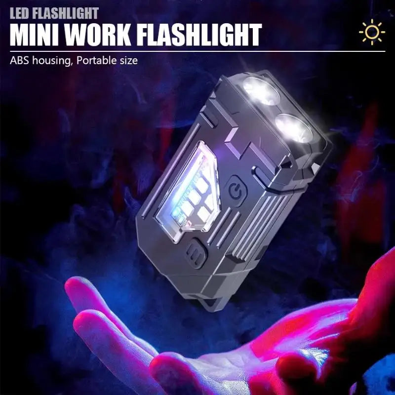 Mini Keychain EDC Flashlight - Rechargeable Magnetic Torch Light With Pen Clip & Hat Clip, Super Bright Lamp For Outdoor/Fishing