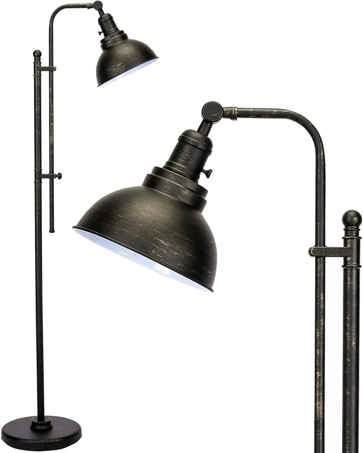 65'' Adjustable Vintage Industrial Floor Lamp for Living Room, Bedroom & Office, ETL Certified