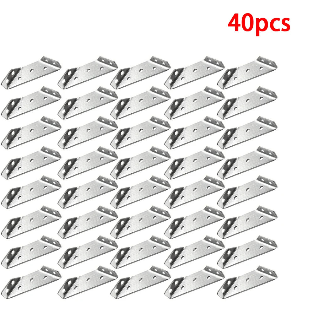 10/20/40/50pcs Thickened 90 Degrees Right Angle Stainless Steel Fixed Bracket Furniture Connectors - Home Improvement