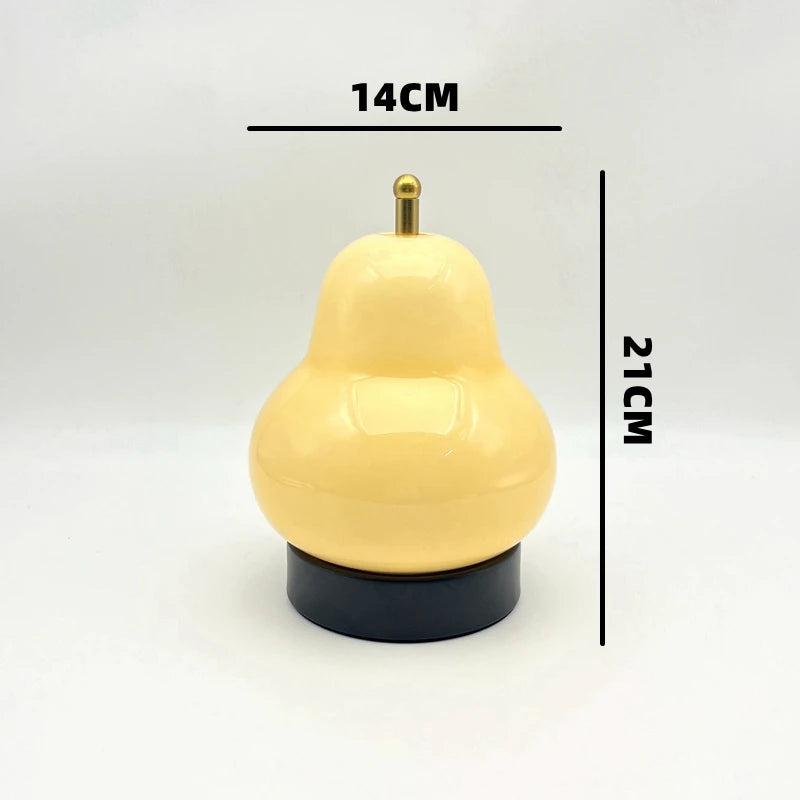 Murano Glass Cream Style Mid-Century Gourd Pear Table Lamp Bedroom Bedside Study Portable Ambient Decor Lamp