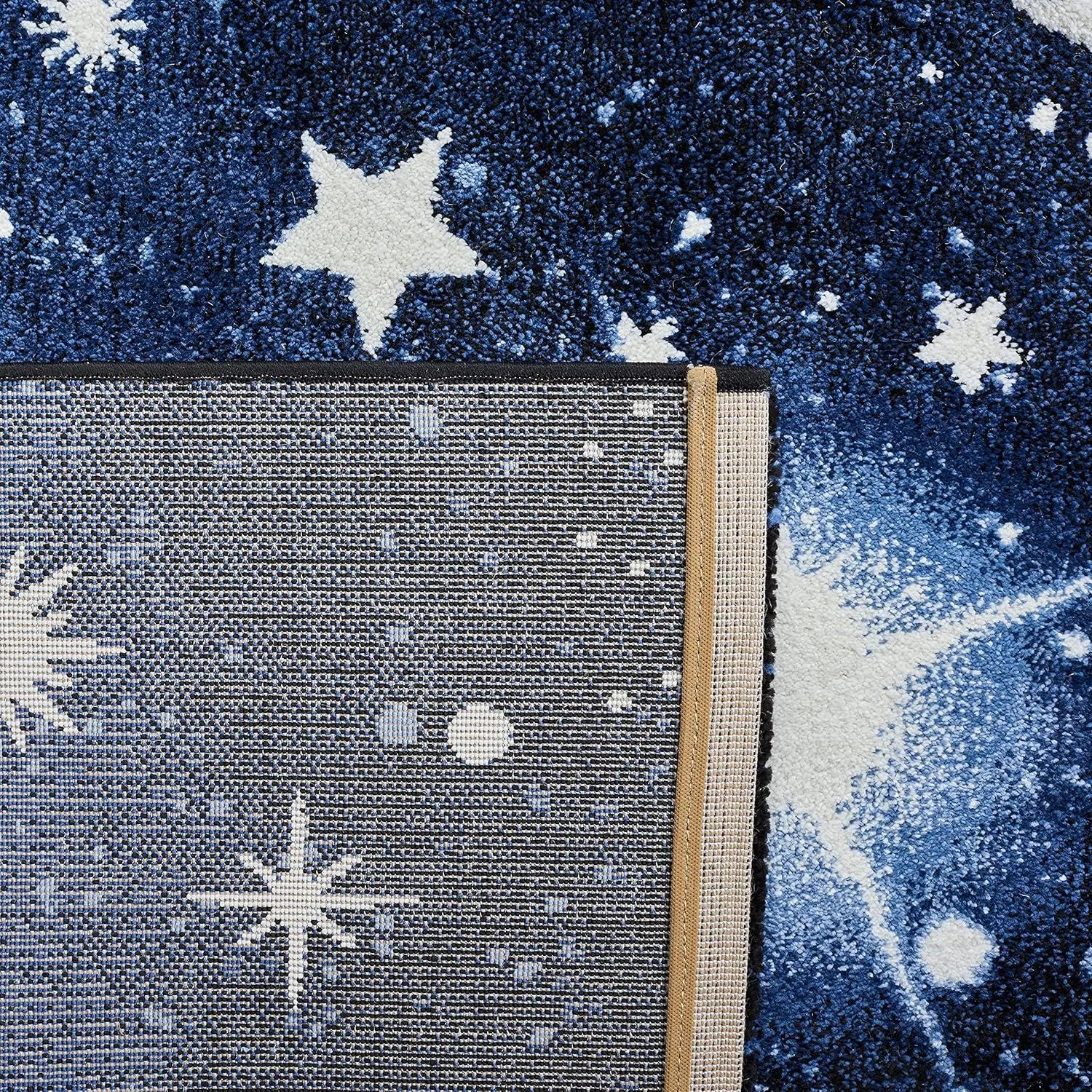 Kids' Playroom Rug 6'7" x 9', Dark & Light Blue, Non-Shedding & Easy Clean for High Traffic Areas