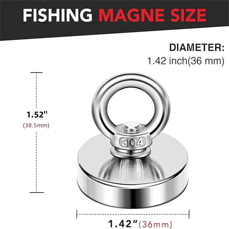 D16~D42mm Strong Suction Salvage Helper, Made of N52 Heavy Rare Earth Material, with Countersunk Hole and Eyebolt Suction metal