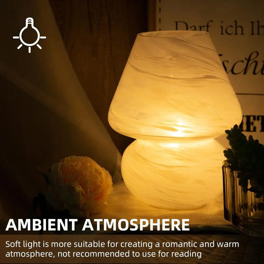 MJ PREMIER Mushroom Lamp, Battery Operated Lamps Timer, CordlTable Lamp with LED Bulb or Power Light, Decorative Home Decor or L