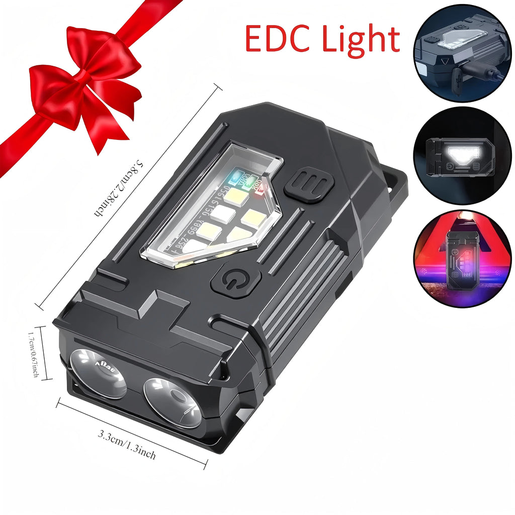 Multifunctional Keychain Flashlight USB Rechargeable Mini Flashlight With COB Work Light Keyring Camping Walking Pocket Lamp