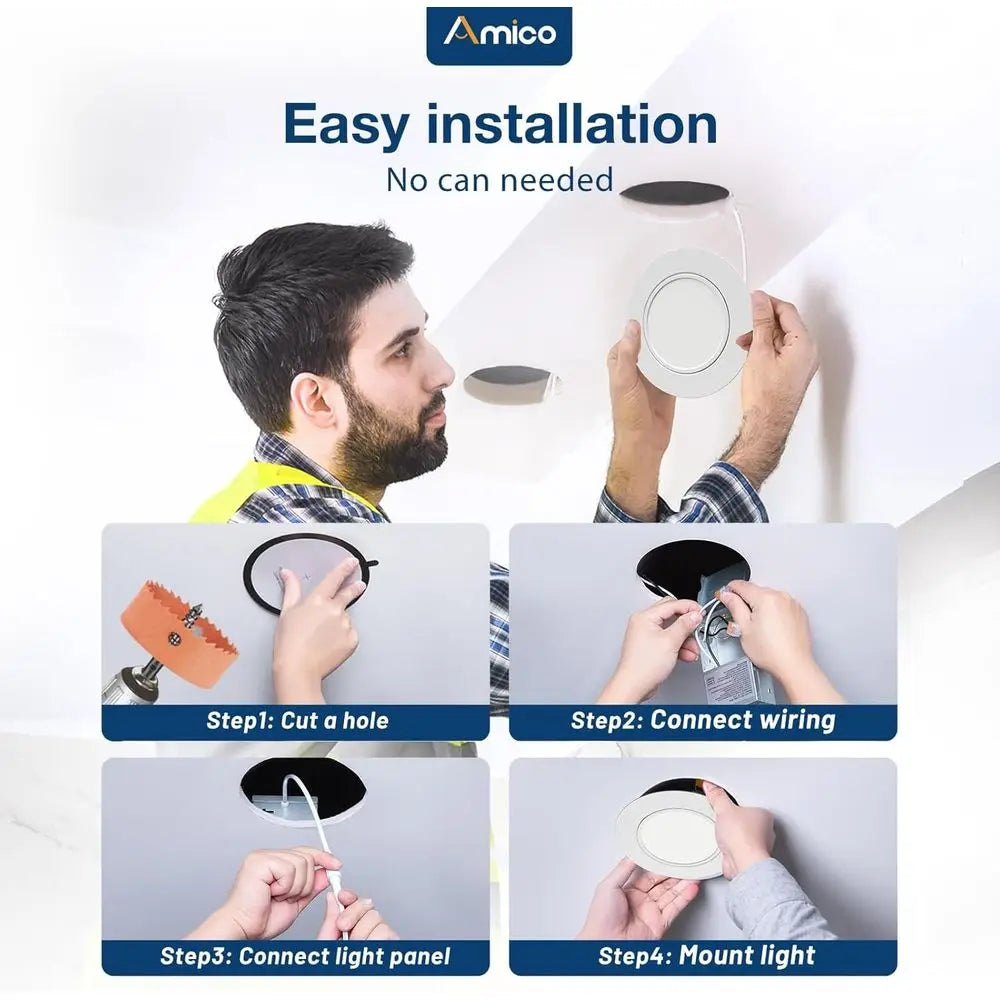 6 Pack 6 Inch 5CCT Gimbal LED Recessed Lighting, 360°&90° Adjustable Eyeball Directional Downlight, Dimmable, 2700K/3000K/3500K/