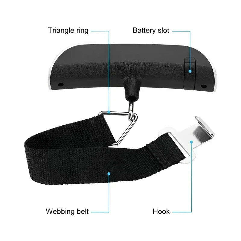 50kg/110lb Portable Digital Luggage Weight Scale LCD Display Pocket Electronic Suitcase Travel Scale Balance Baggage Weight Tool