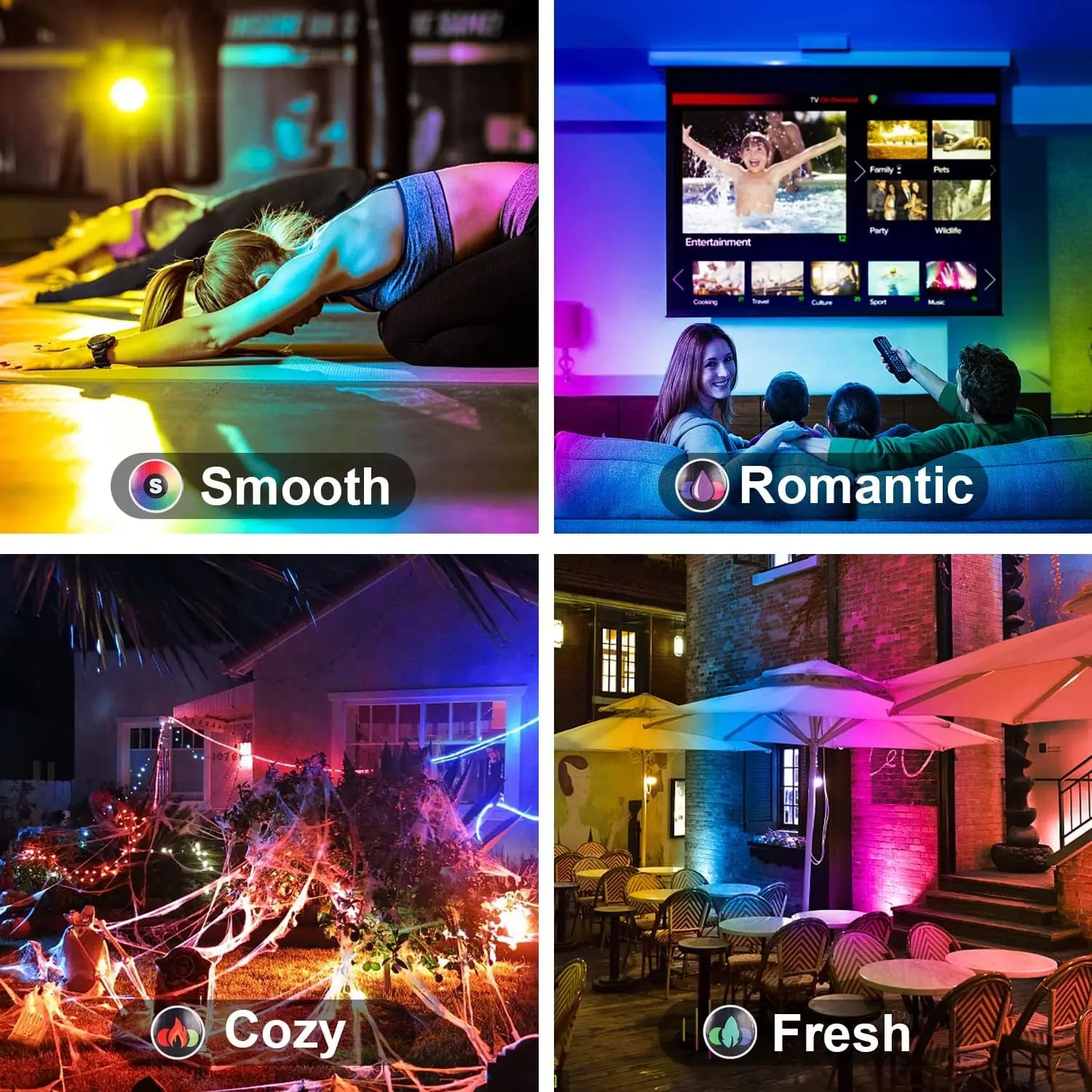 500W Equivalent RGB LED Flood Light, 24H Timer, 120 Colors, IP66 Waterproof Indoor Outdoor Lighting