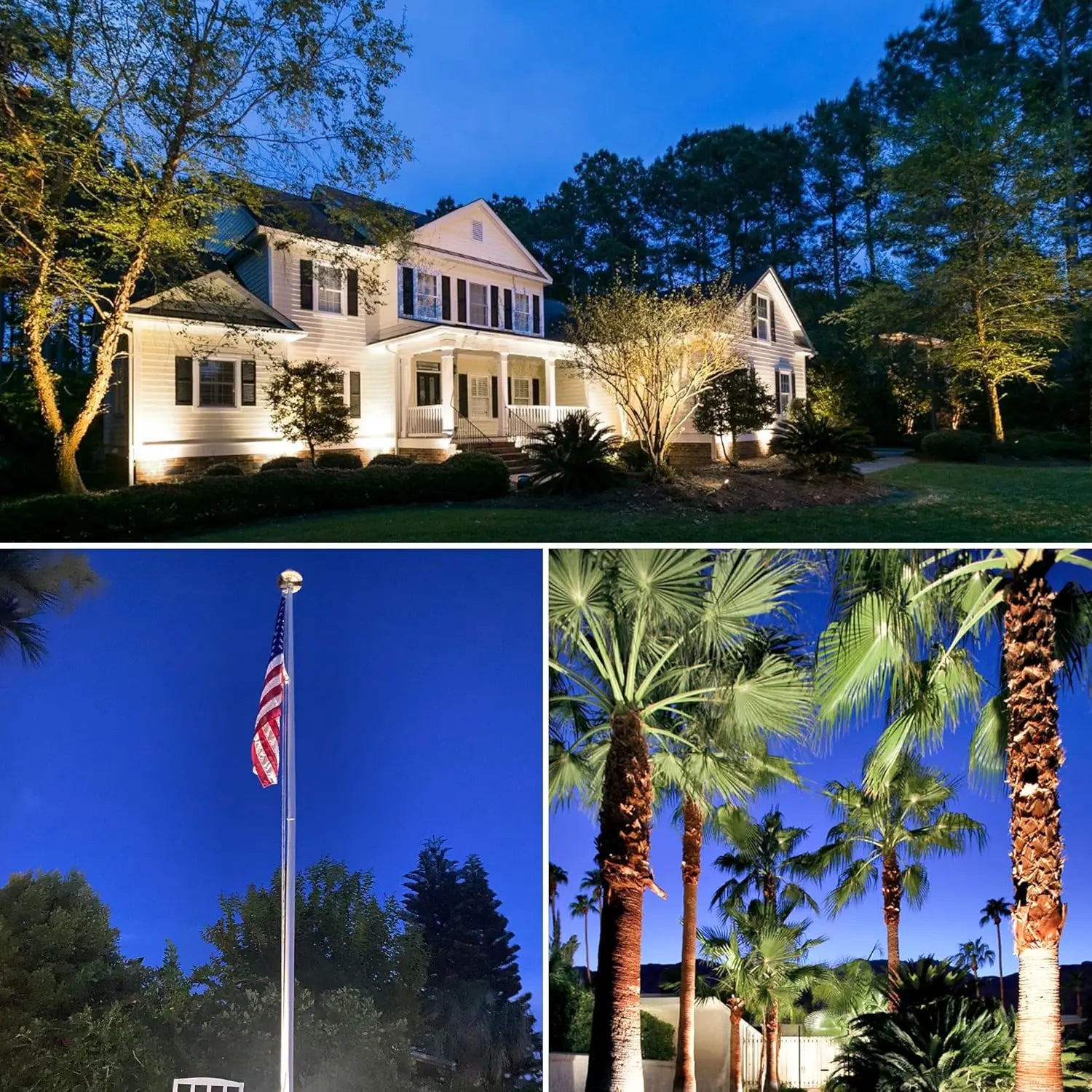 40W LED Outdoor Spotlight, 5000K Daylight White, IP65 Waterproof, Adjustable Beam for Yard Tree Flag Pole Lighting