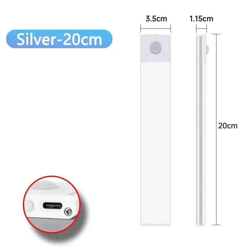 Cabinet Lights Wireless Motion Sensor LED Bar Light Rechargeable Magnetic for Kitchen Closet Night Light Indoor Lighting