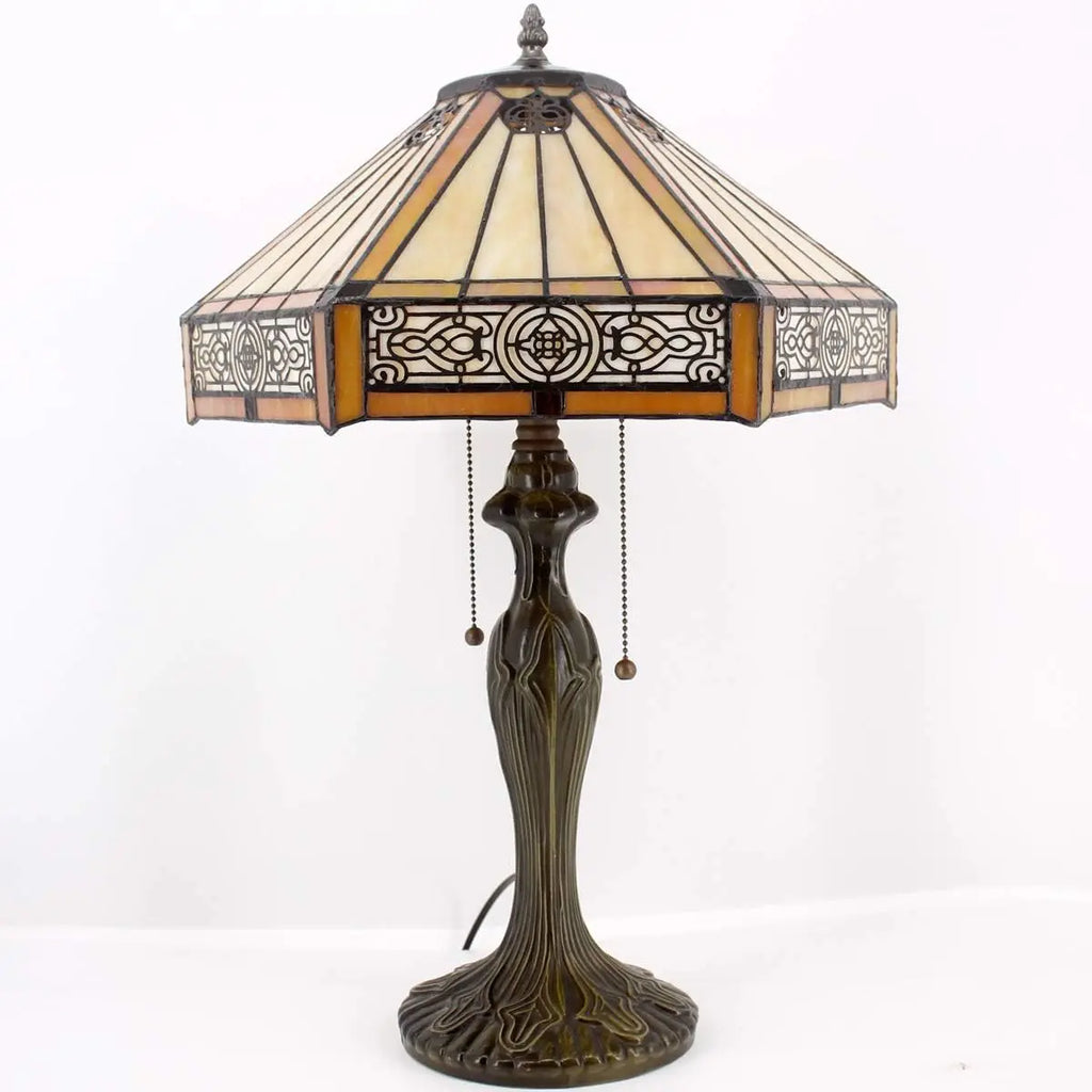Yellow Hexagon Stained Glass Table Lamp, 16x16x24 Inches, Metal Base for Bedroom Living Room Office Decor