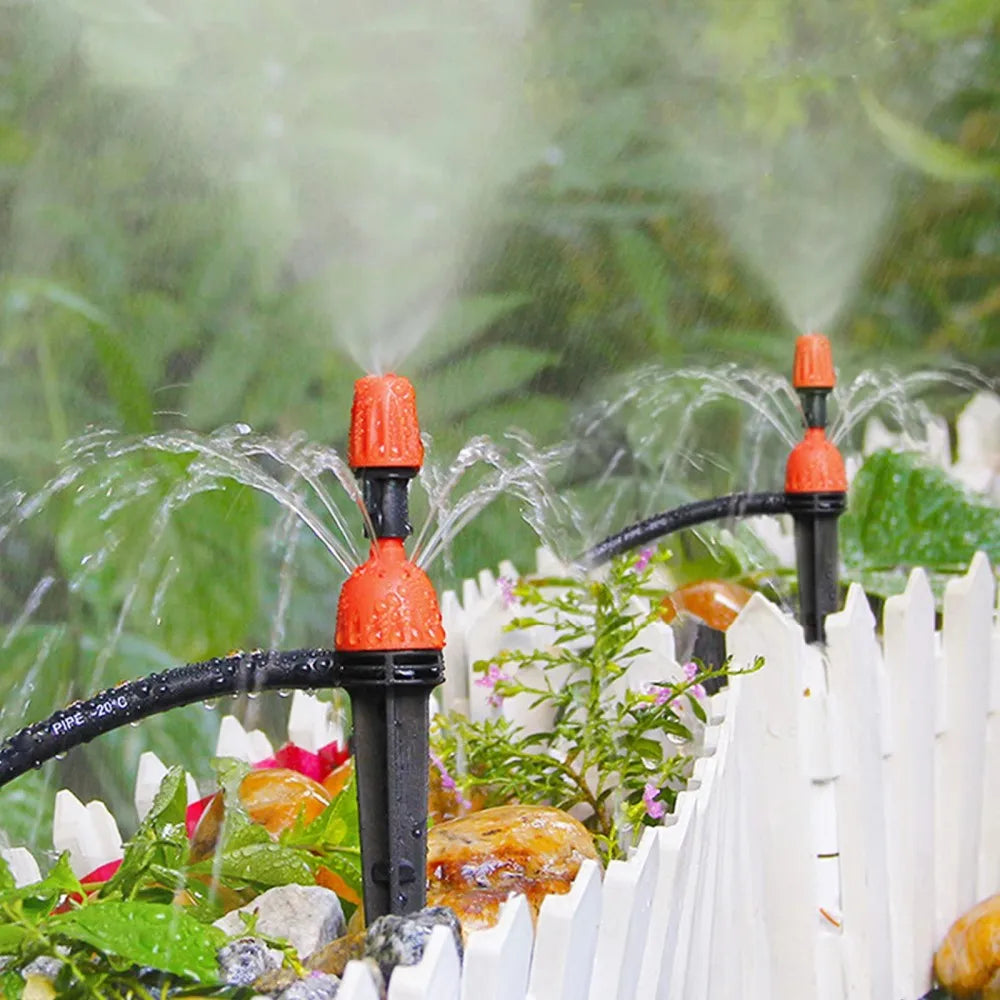 5-20Pcs 2-IN-1 Drip Misting Sprinkler Adjustable Atomized 1/4" Barb Nozzle Garden Greenhouse Flowerbed Bonsai Lawn Water Irrigat