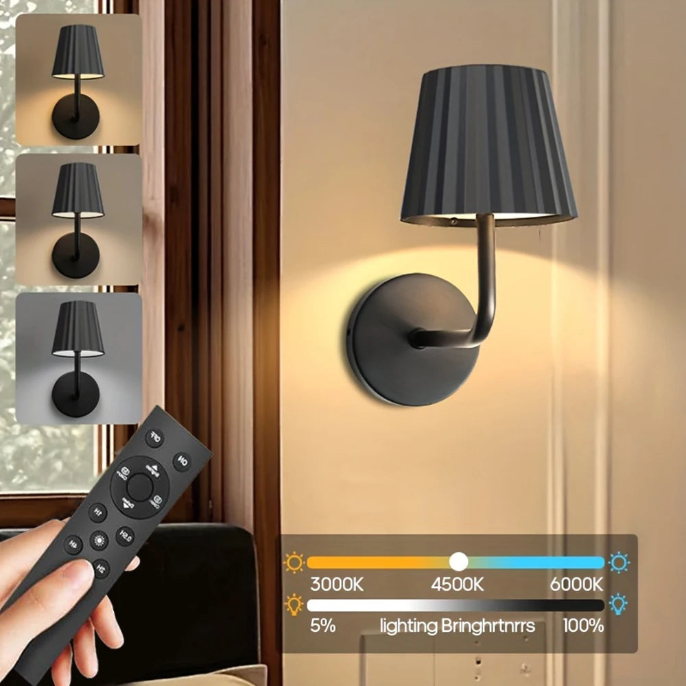 Battery Operated Wall Sconces, Wireless Wall Sconces Dimmable Bulb and Remote, LED Rechargeable Wall Sconce for Bedroom Living