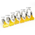 5 pcs 8-44mm Adjustable Yellow Plastic Handle Hand Twist Hose Clamps Worm Driving Stainless steel Pipe Clips For Tube